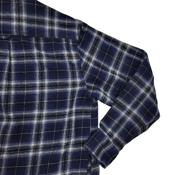 Woolrich Thick Cotton Button Down Shirt Shacket Blue Plaid Men's XL - Picture 12 of 15